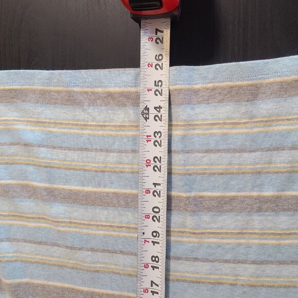 Vintage Pendleton Cotton Striped Mock Turtleneck Shirt Top Blue Gray Yellow XL - Picture 7 of 7